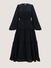 NOIR - BLACK TIERED CHIFFON LONG DRESS
